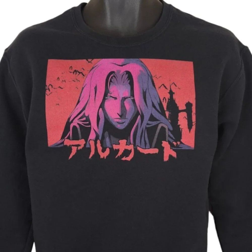 Castlevania Alucard Sweatshirt Mens Size Small Black Netflix Anime Sunset